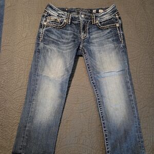 Miss Me Blue Washed Cropped Jeans